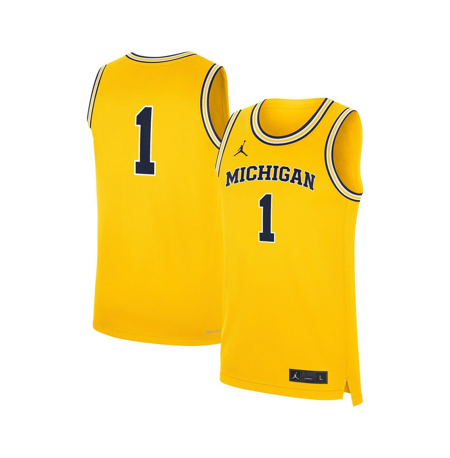 Мужской топ Jordan 1 Maize Michigan Wolverines Alternate Replica Jersey — фото 1