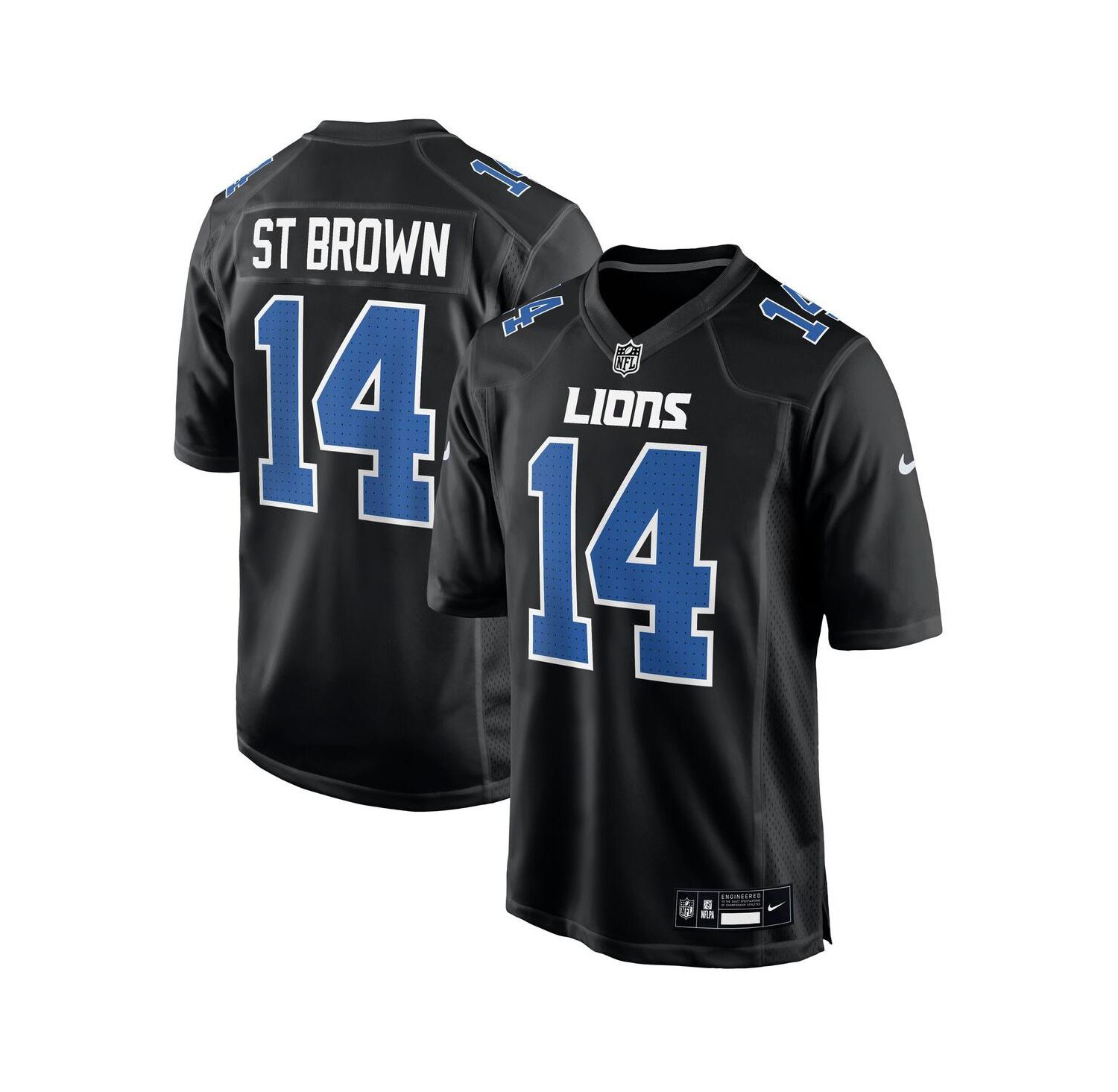Men's Amon-Ra St. Brown Carbon Black Detroit Lions Carbon Fashion Jersey
