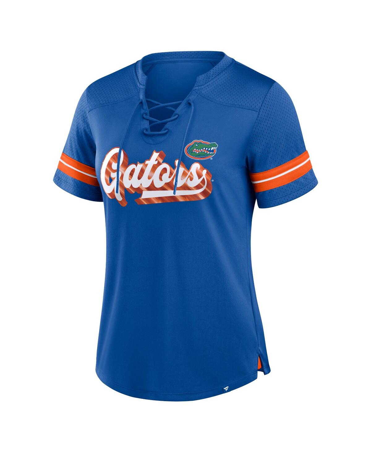 Fanatics Women's Royal Florida Gators Fundamental Overtime Readiness Athena Lace-up V-neck T-shirt In Royal