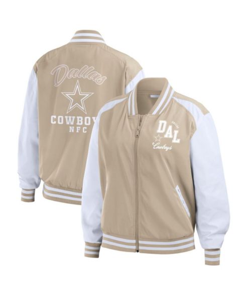 Женские куртки WEAR by Erin Andrews Women's Tan Dallas Cowboys Tonal Full-Zip Bomber Jacket Tonal Full-Zip Bomber Jacket