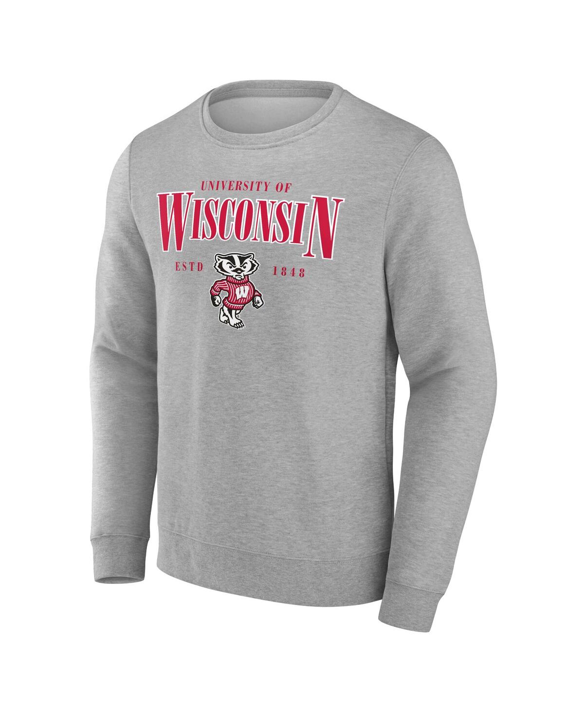 Fanatics Men's Gray Wisconsin Badgers True Classics Act Fast Fleece Pullover Sweatshirt In Gray
