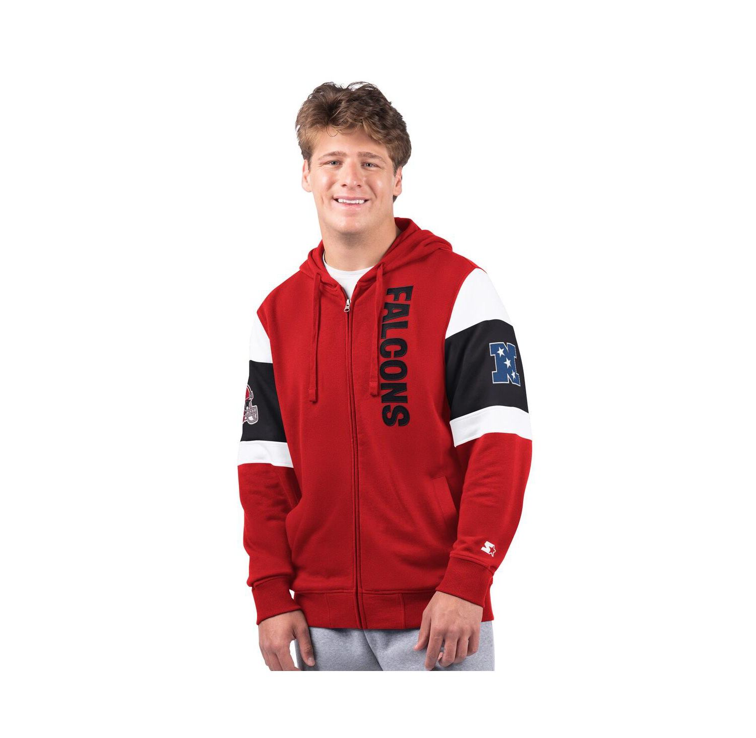 Men's Red Atlanta Falcons Extreme Vintage Logo Full-Zip Hoodie