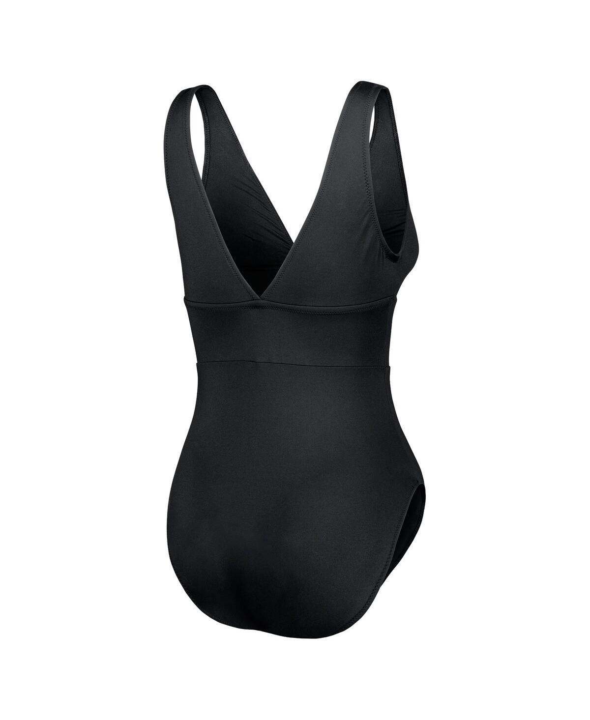 Shop Tommy Bahama Women's Black Lsu Tigers Palm Modern V-neck One-piece Swimsuit
