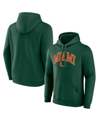 Fanatics - Men's Green Miami Hurricanes Arched Logo Pullover Hoodie