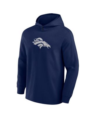 Men's Navy Denver Broncos Elements Blaze Tri-Blend Long Sleeve Hoodie T-Shirt