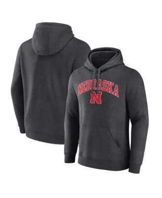 Fanatics - Men's Charcoal Nebraska Huskers Team Wordmark Fleece Pullover Hoodie