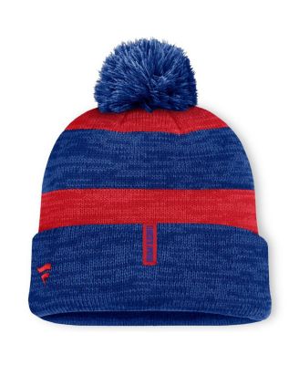 Men's Navy/Red New York Rangers Fundamental Red Line Cuffed Knit Hat with Pom