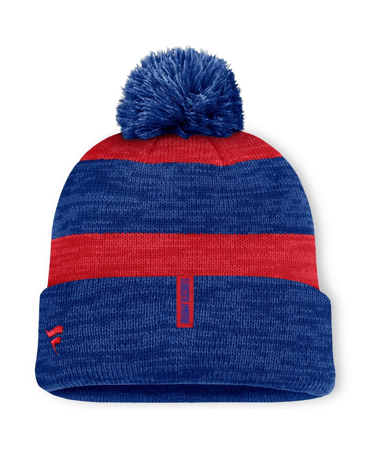 Fanatics Men's Navy/red New York Rangers Fundamental Red Line Cuffed Knit Hat With Pom In Navy,red