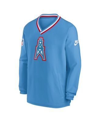 Men's Light Blue Houston Oilers Gridiron Classics Sideline V-Neck Pullover Windshirt