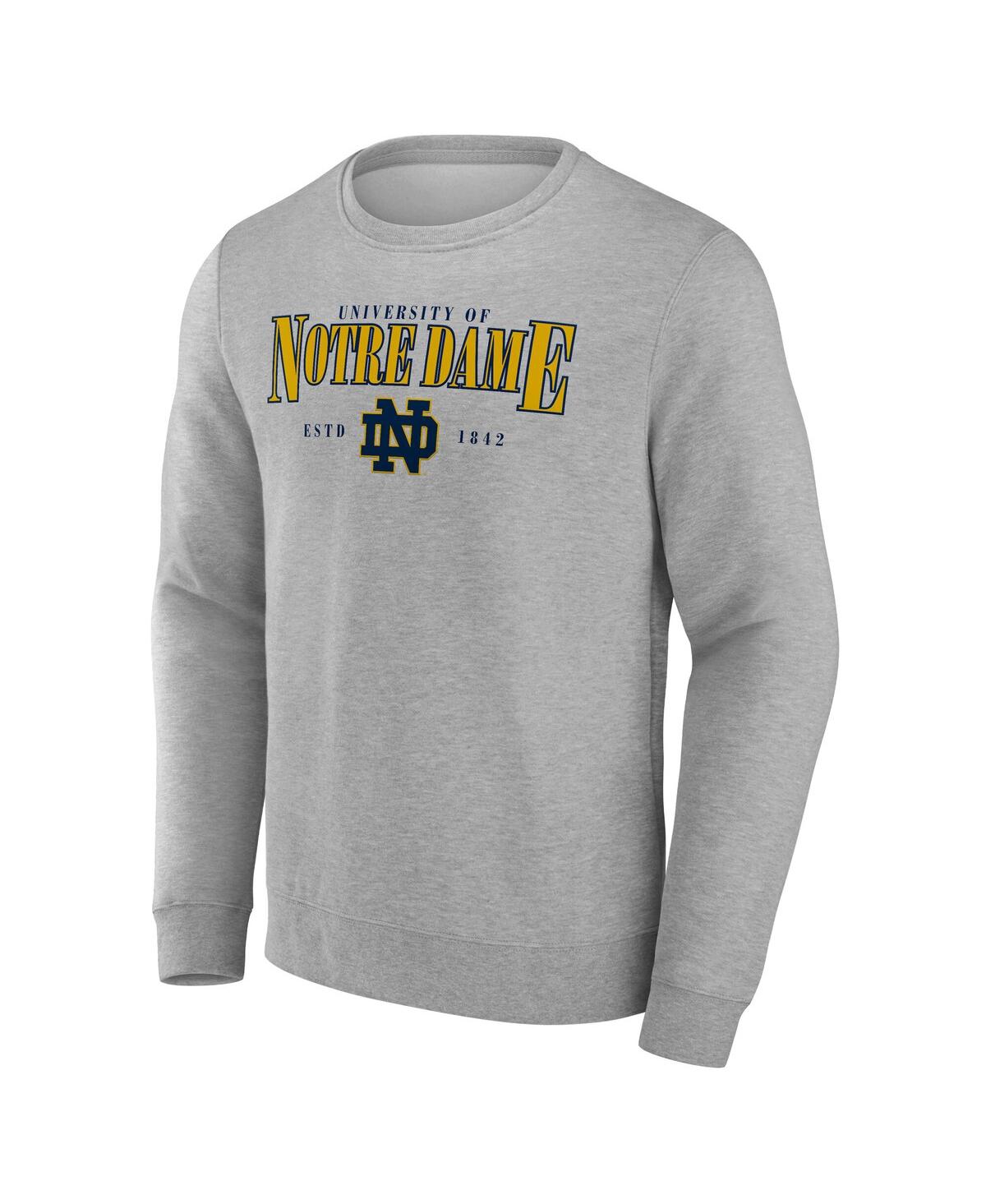 Fanatics Men's Gray Notre Dame Fighting Irish True Classics Act Fast Fleece Pullover Sweatshirt In Gray