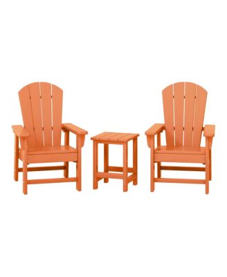 Kids 3-Piece Outdoor HDPE Adirondack Chairs With Square Side Table Set