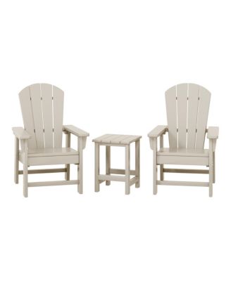 Kids 3-Piece Outdoor HDPE Adirondack Chairs With Square Side Table Set