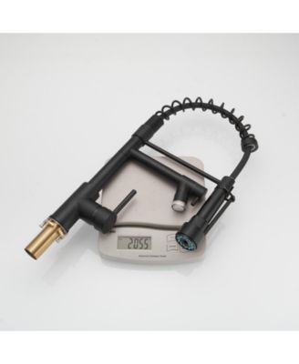 LED Light and Deck Plate Single Handle Deck Mount Pull Down Sprayer Kitchen Faucet