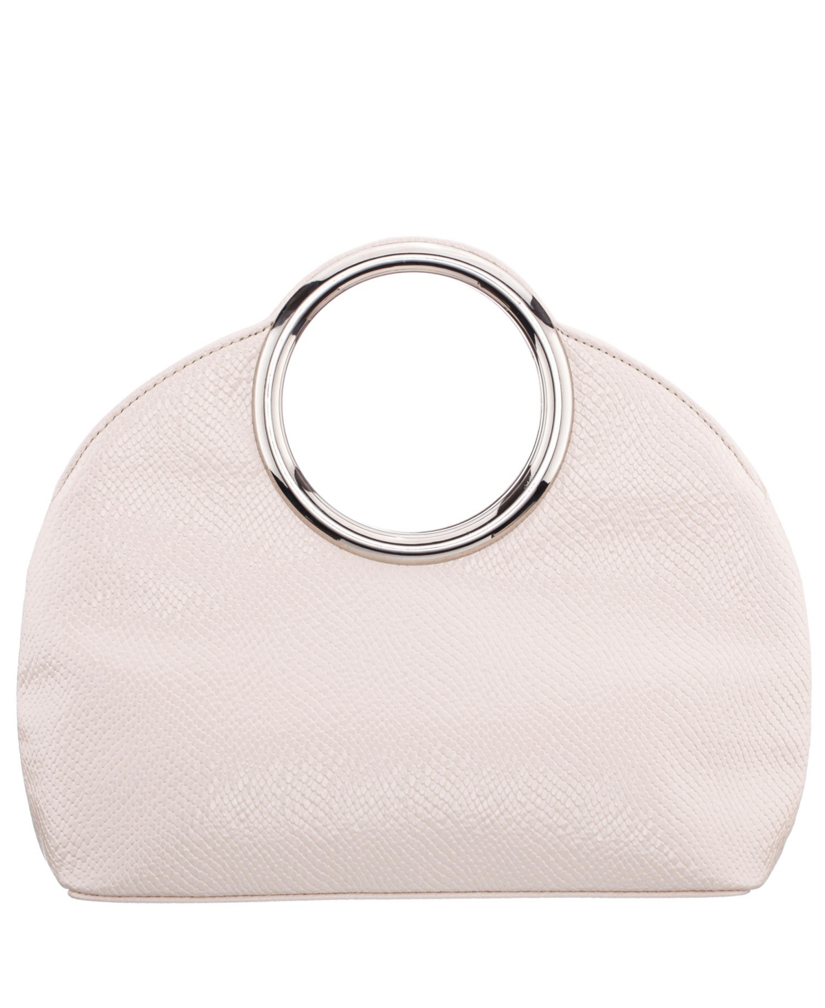 Shop Nina Metal Handles Embossed Snake Hobo Bag In Ivory