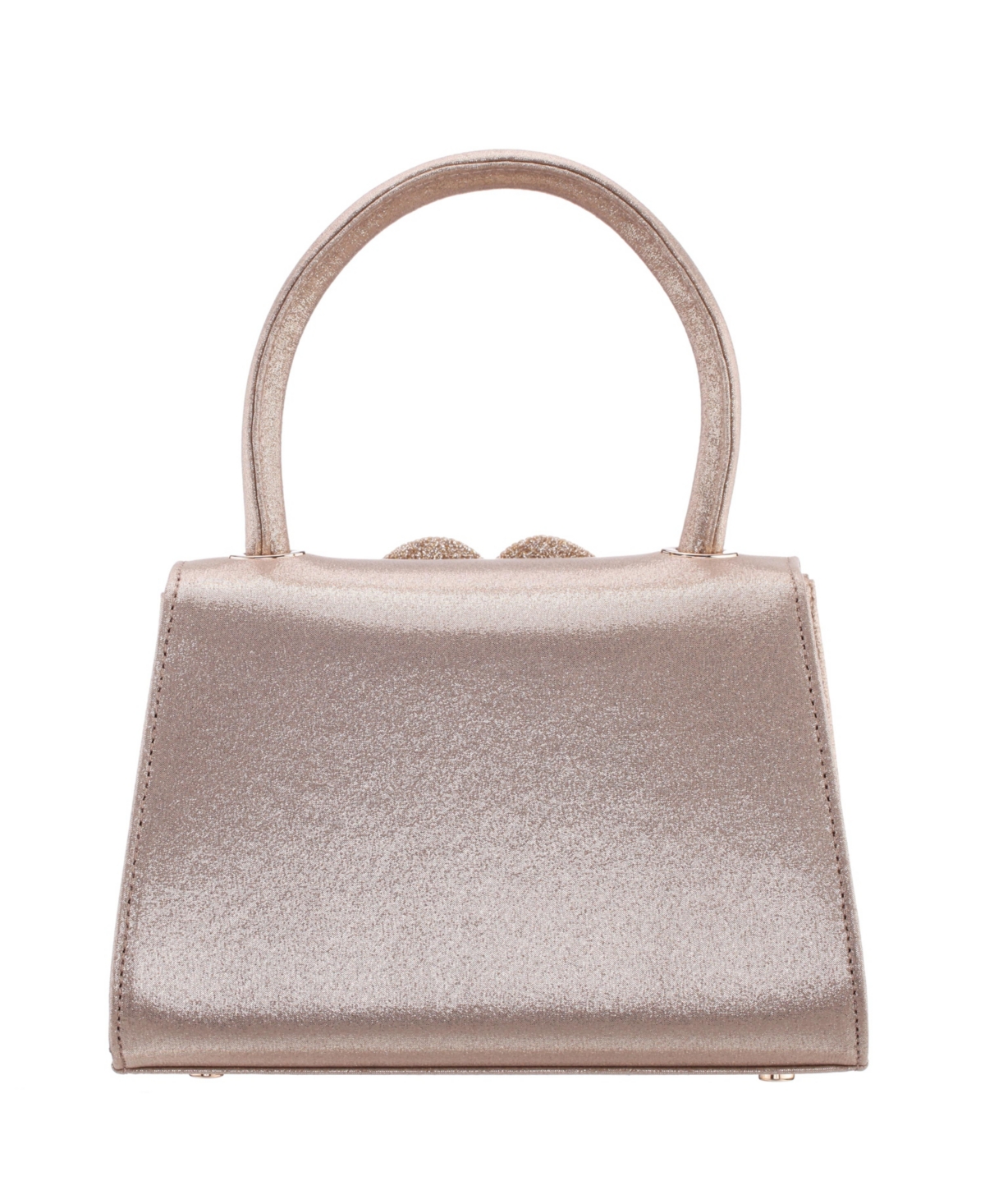Shop Nina Crystal Flower Embellished Metallic Satchel Bag In Taupe