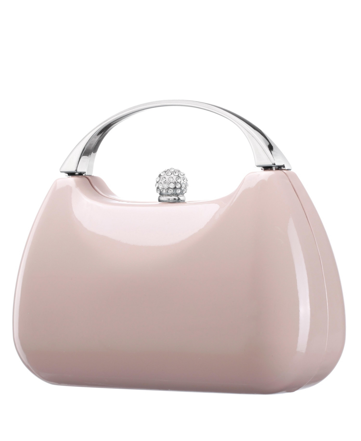 NINA PATENT MINAUDIERE WITH METAL HANDLE CLUTCH 