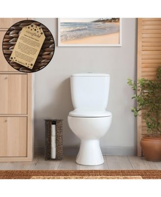 Toilet Paper Roll Holder with Lid - Espresso, Fits 3 Rolls, Free Standing Water Hyacinth Bath Tissue Storage Organizer for Bathroom