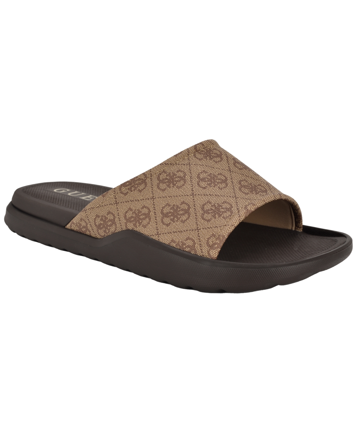 Men's Magaria Branded Elevated Pool Slides - Light brown logo multi