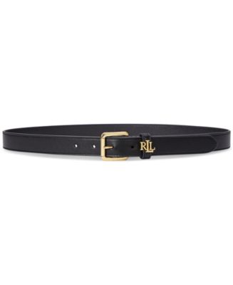 Lauren Ralph Lauren Logo-Keeper Leather Skinny Belt - Macy's