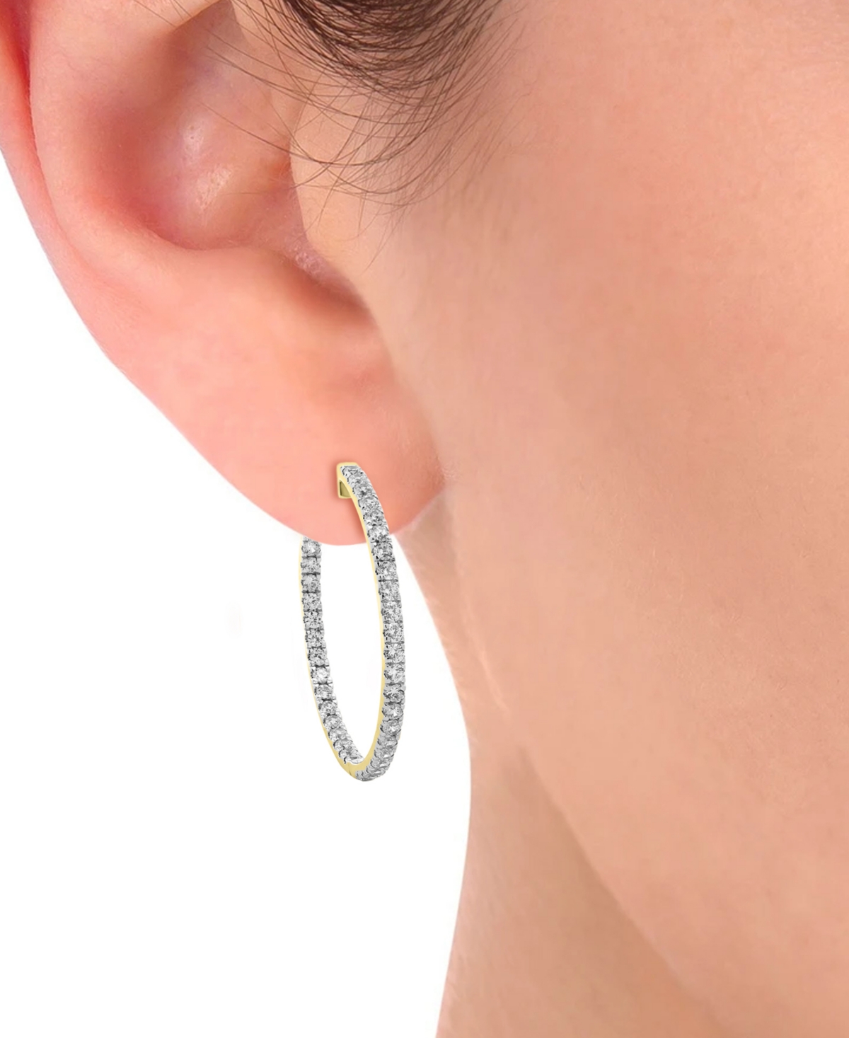 Macy's Diamond In & Out Hoop Earrings (5 Ct. T.w.) In 10k White Gold Or 10k Yellow Gold In Yellow Gold