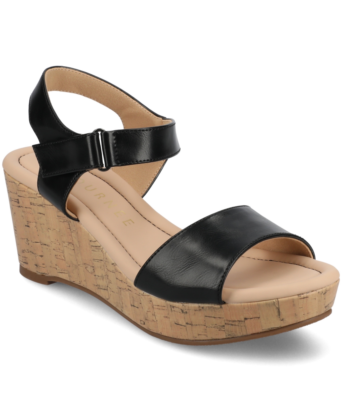 Shop Journee Collection Women's Ranae Ankle Strap Platform Cork Wedge Sandals In Black