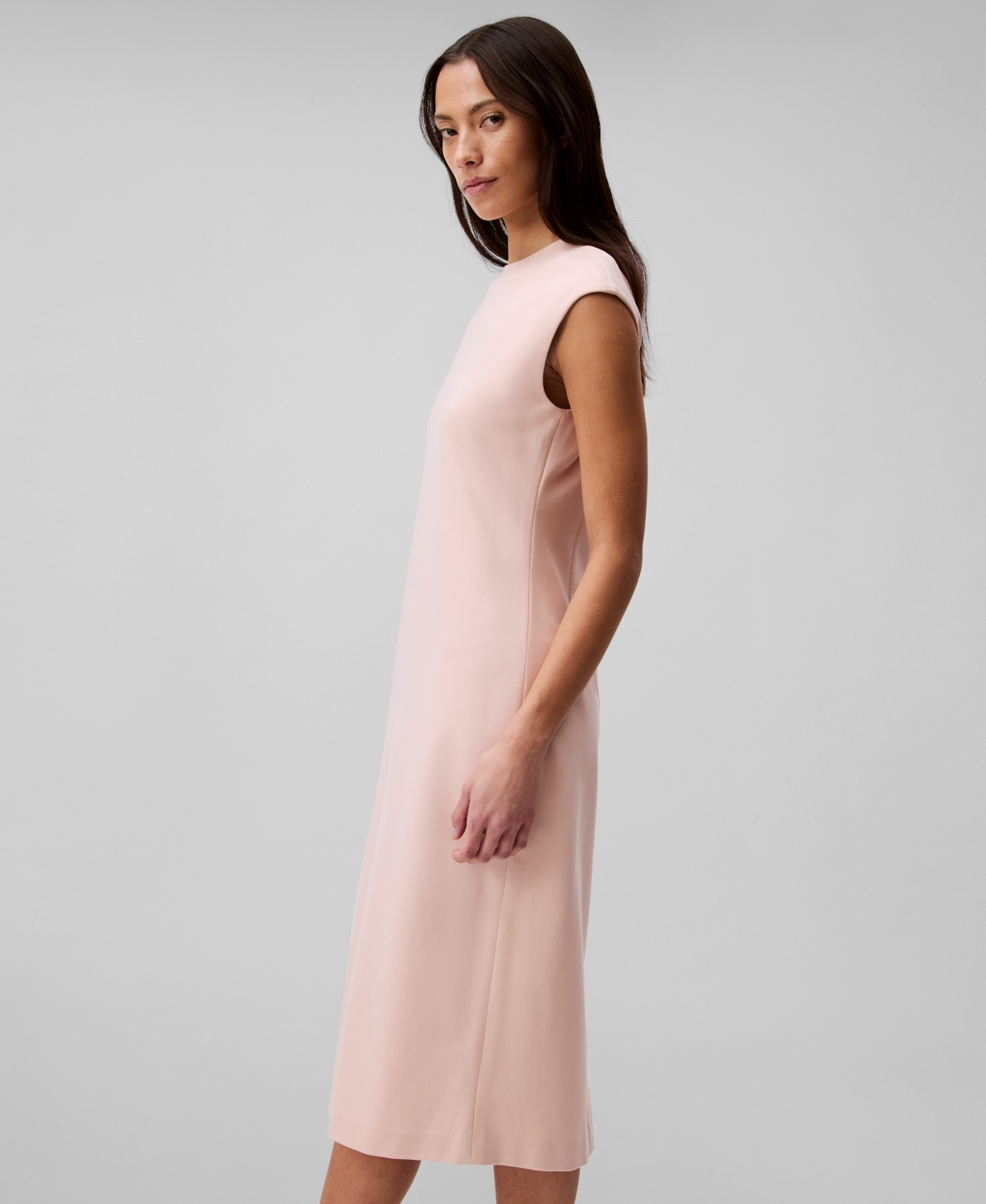 Calvin Klein Floral-print Tie-neck Shift Dress In Sepia Rose
