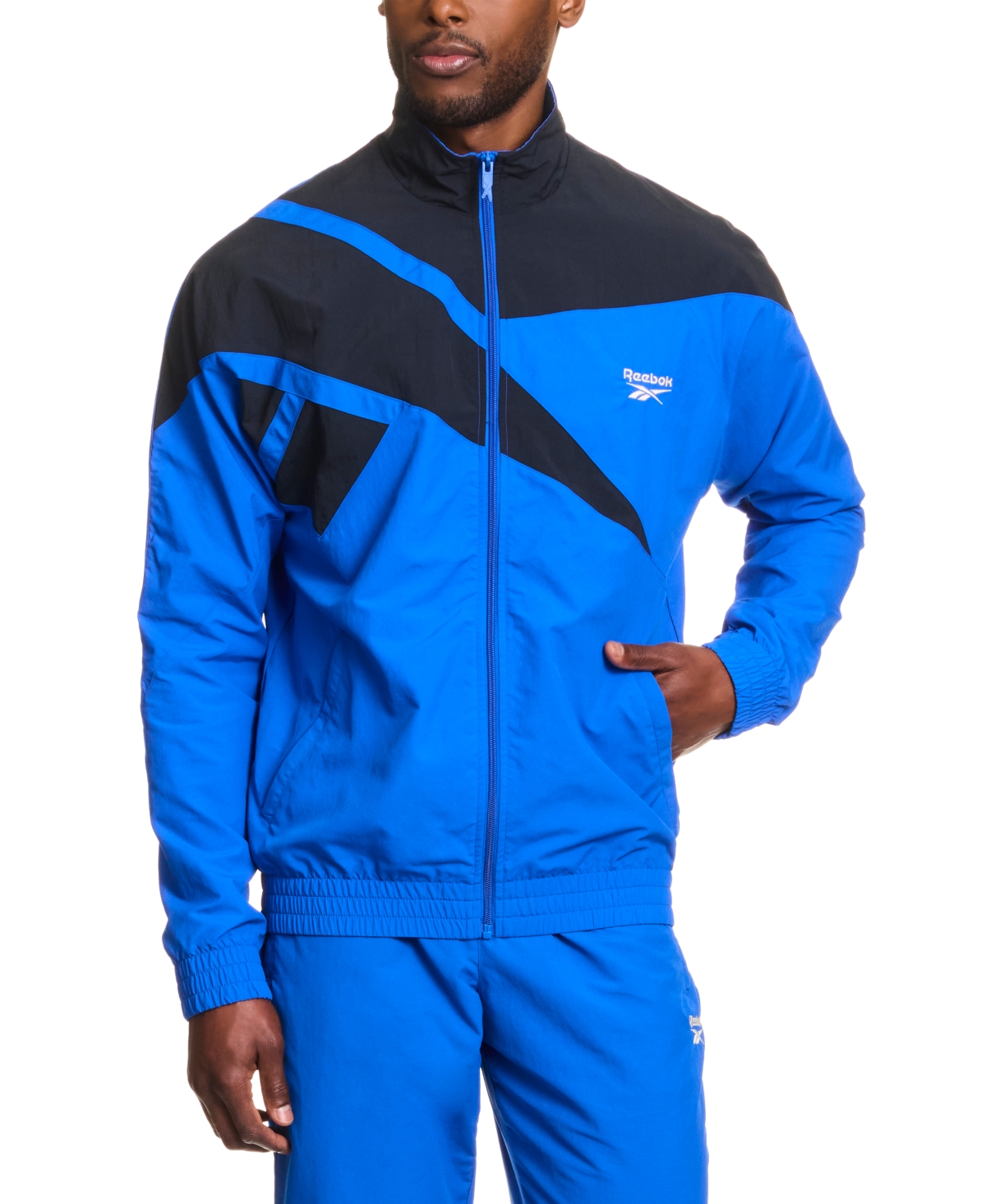 Men's Colorblocked Zip Front Jacket - Opti Blue/blk