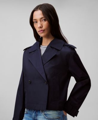 Women's Cropped Double-Breasted Trench Coat