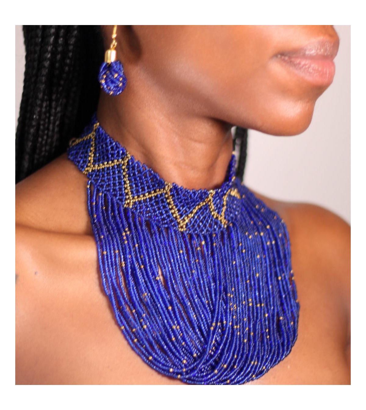 Shani African Beaded Choker Necklace for Women &#x2013; Adjustable Handcrafted Maasai Jewelry - Black berry