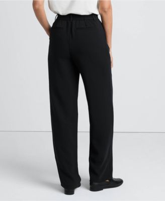 Women's Crepe High Rise Pleated Wide Leg Pants