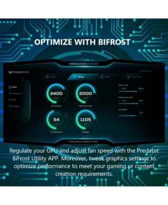 | Predator BiFrost Intel Arc A750 Overclocking Graphics Card | 8GB GDDR6 256-bit 16 Gbps | Dual Fan Hybrid Cooling and Vapor Chamber | TPD 250W | 1 x HDMI 2.0 & 3 x DisplayPort 2.0