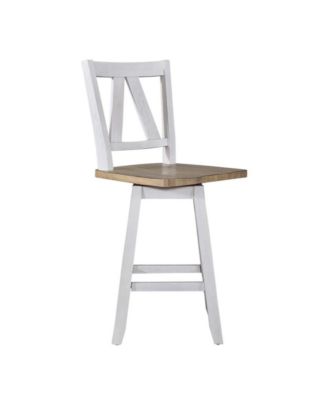 Counter Height Swivel Chair (RTA) - Set of 2 Farmhouse White