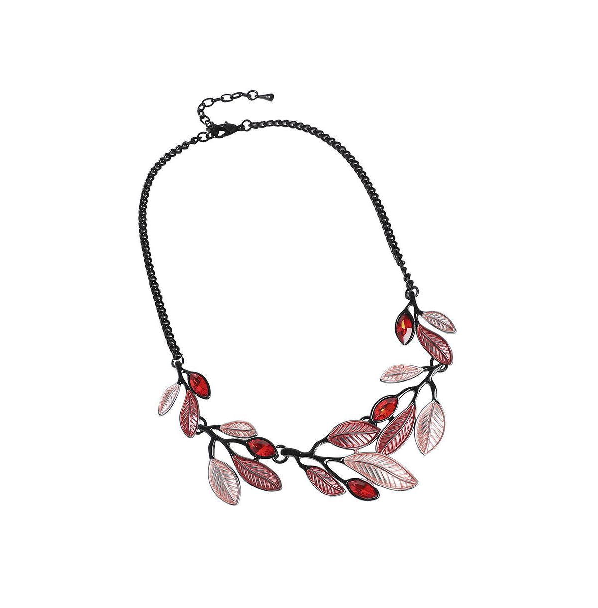 Sohi Stone Leaf Jewellery Set In Red