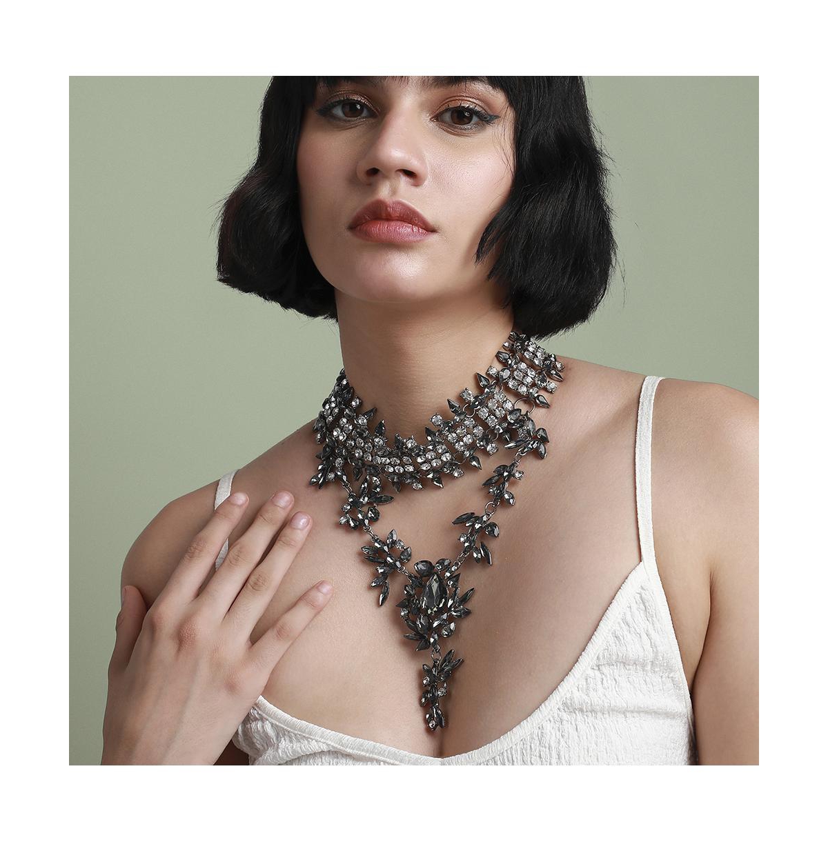 Shop Sohi Maxi Drop Necklace In Silver