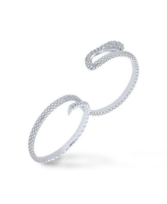 Boho Cubic Zirconia Cocktail Statement Ring With Serpent Snake Design