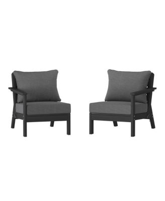 Outdoor Patio HDPE Black Loveseat Sofa with Patio Cushions
