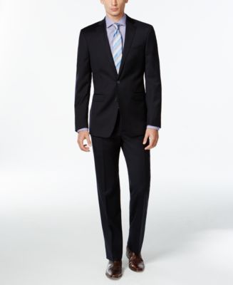 Calvin Klein Navy Solid Slim X Fit Suit - Macy's