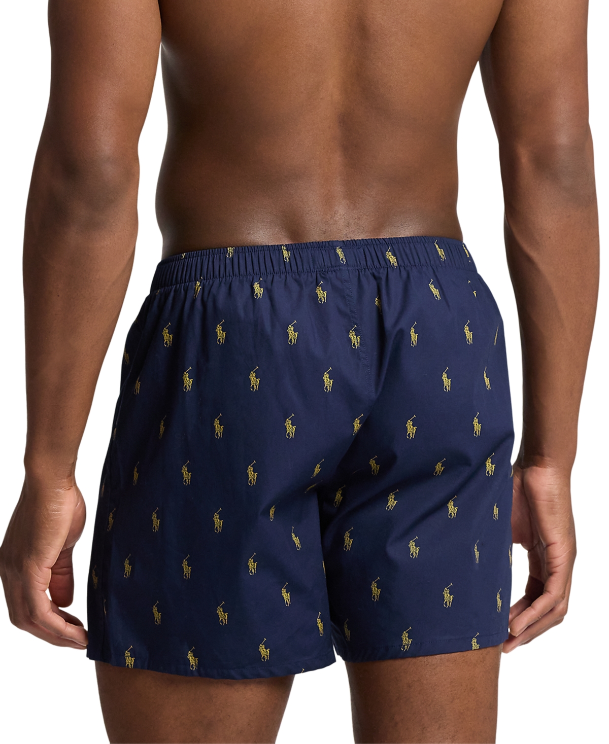 Polo Ralph Lauren Men's Allover Pony Woven Boxers In Cruise Navy W,sunfish Yellow Aopp
