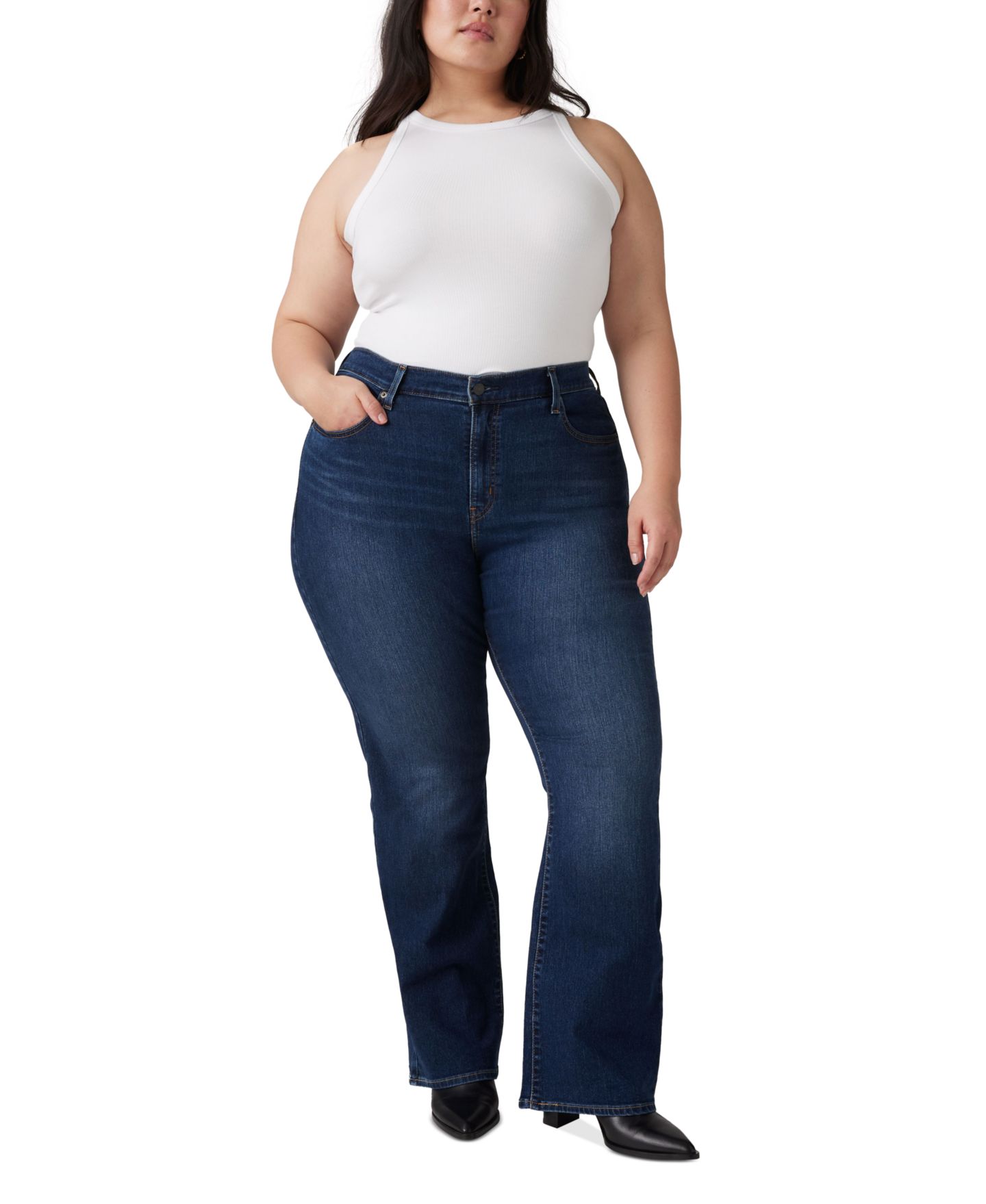 Женские джинсы Levi's Trendy Plus Size 725 High-Rise Bootcut, цвет: Индиго тёмный — фото 4