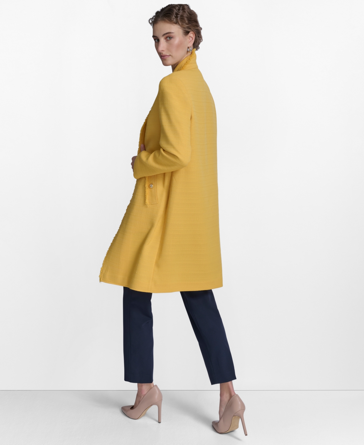 Tommy Hilfiger Women's Fringe-trimmed Open-front Topper Jacket In Deep Maize