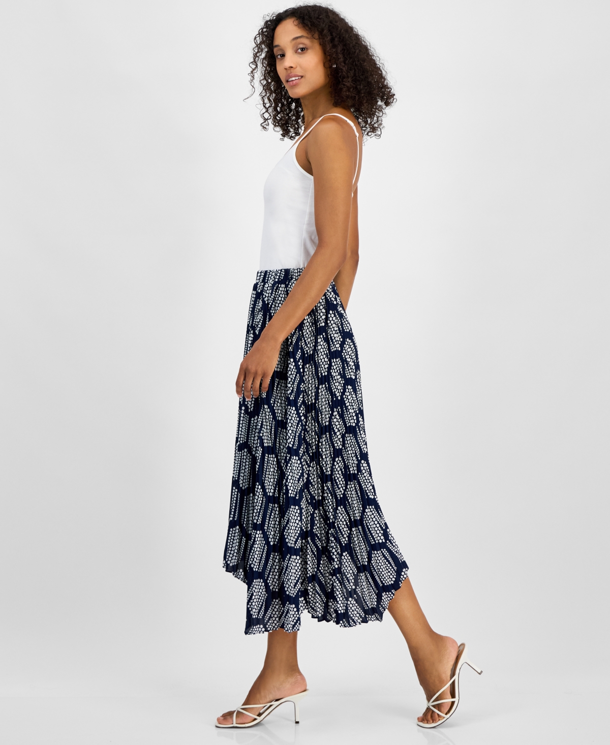 T Tahari Women's Printed Asymmetrical Maxi Skirt In Honeycomb