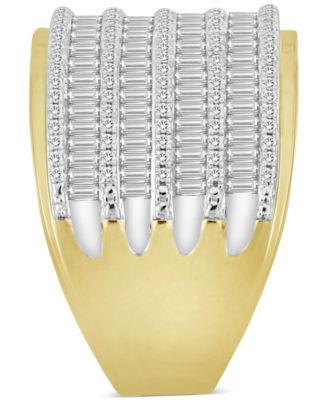 Men's Diamond Round & Baguette Multirow Ring (2 ct. t.w.) in 10k Gold