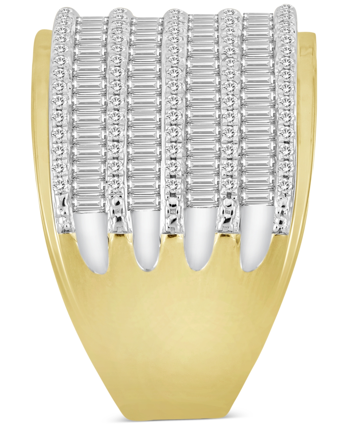 Macy's Men's Diamond Round & Baguette Multirow Ring (2 Ct. T.w.) In 10k Gold In Gold