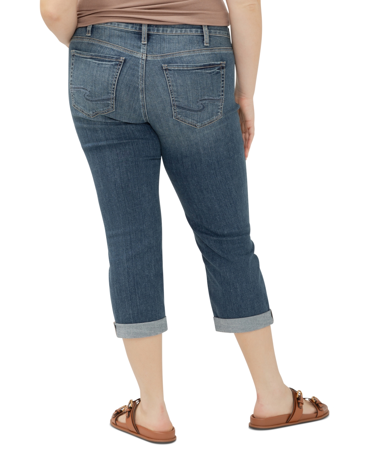 SILVER JEANS CO. PLUS SIZE SUKI CURVY-FIT CROPPED DENIM JEANS 