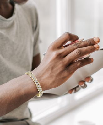 Men's Diamond Pav&eacute; Square Link Bracelet (3 ct. t.w.) in 10k Gold