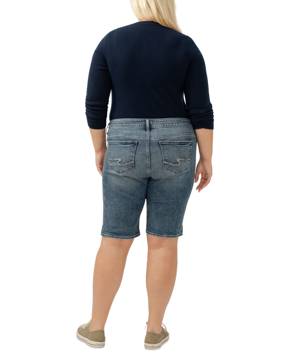 Shop Silver Jeans Co. Plus Size Elyse Denim Bermuda Shorts In Indigo