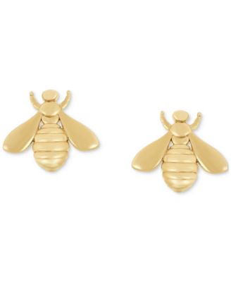 Polished Bumblebee Tiny Stud Earrings in 14k Gold