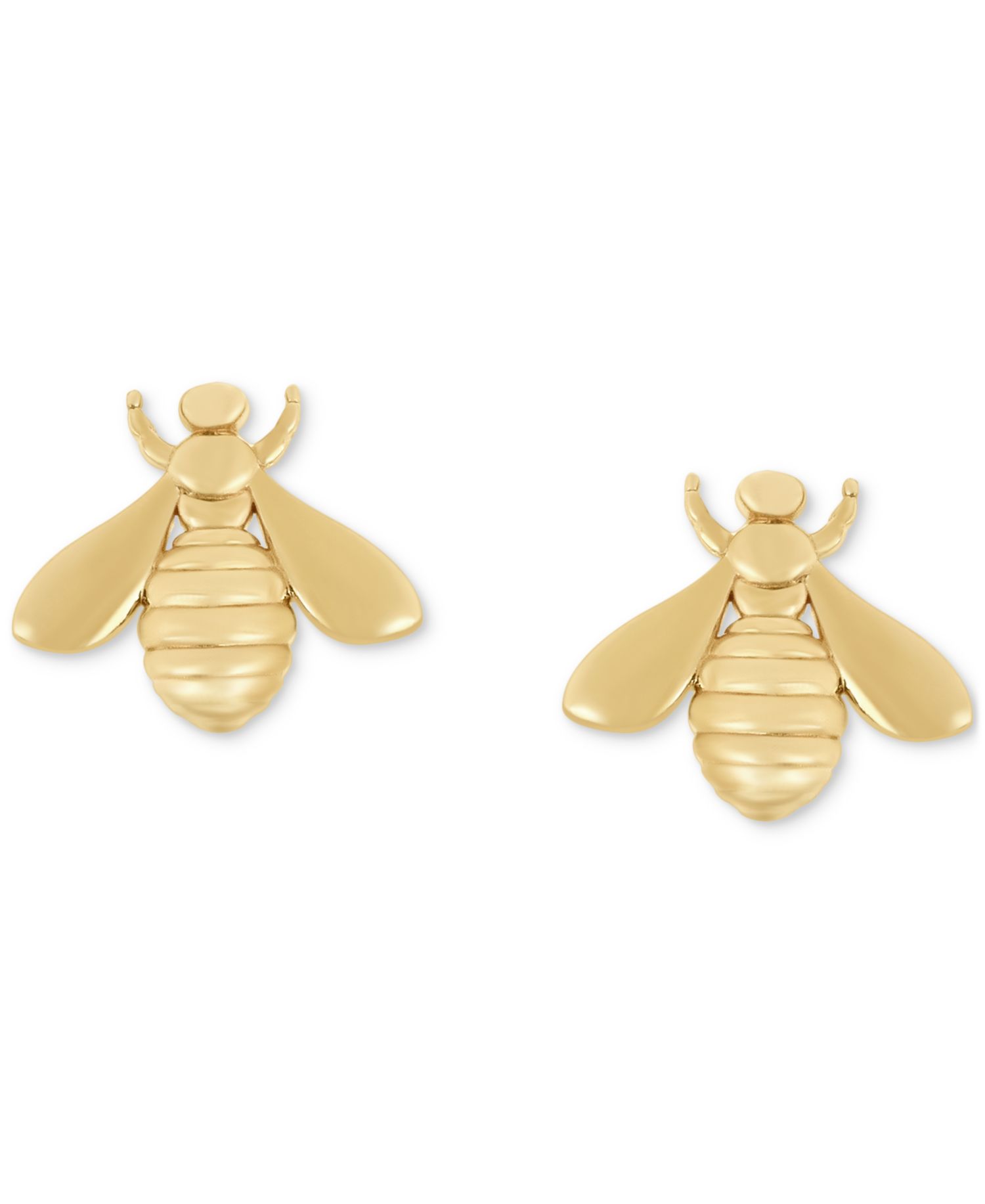 Polished Bumblebee Tiny Stud Earrings in 14k Gold