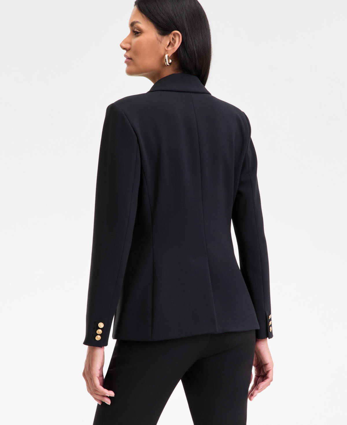 Inc International Concepts Women's Double-breasted Blazer, Exclusively At Macy's In Deep Black