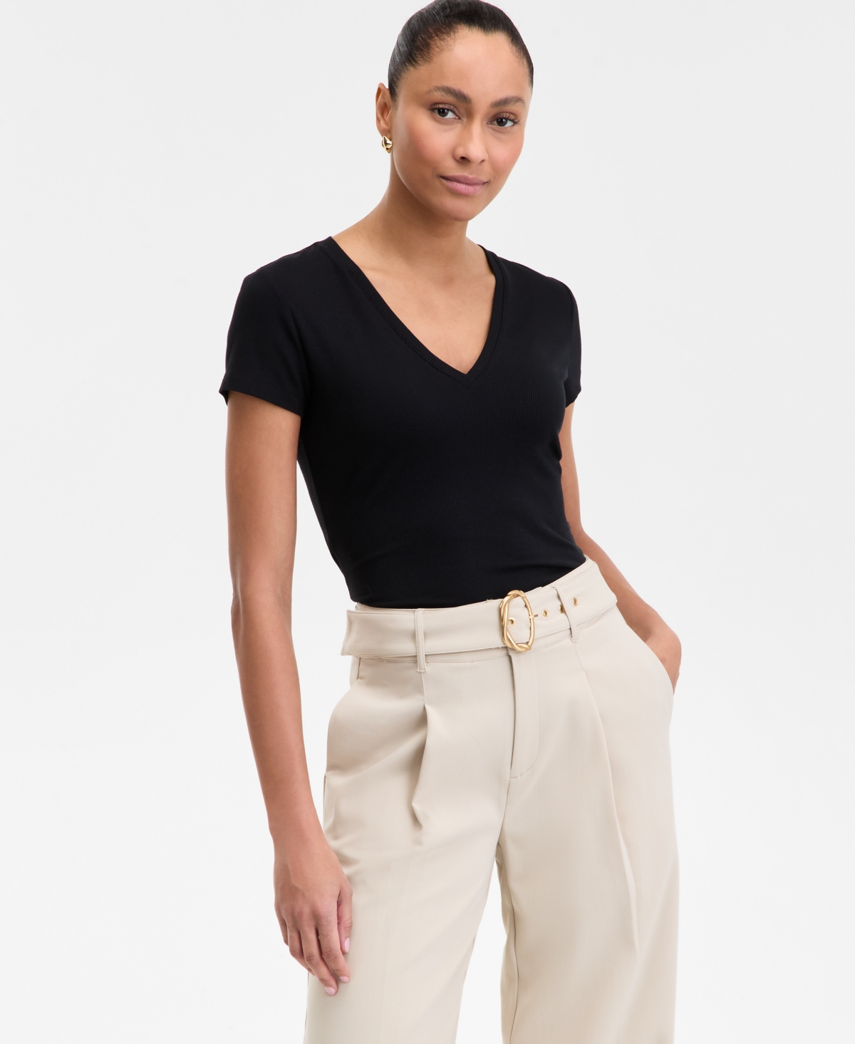 Inc International Concepts Women's High-rise Belted Satin Cargo Pants, Regular & Petite, Created For Macy's In Deep Black